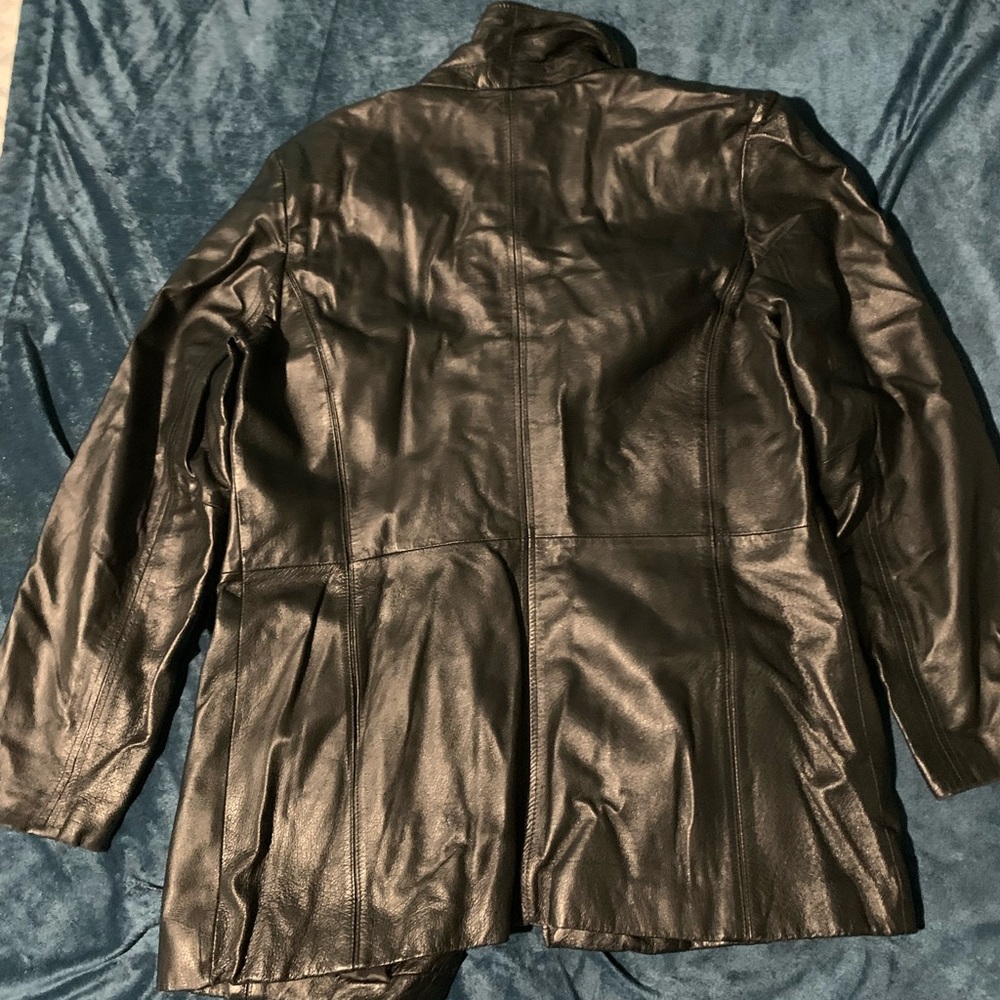 high quality black leather new york and company jacket